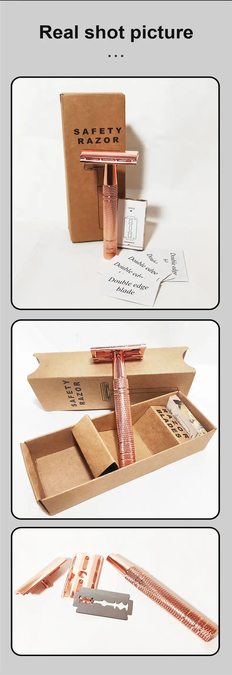 Double Edge Safety Razor with Long Handle for Men